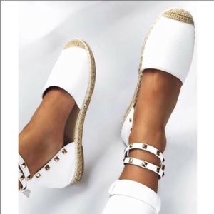 Last Pair💝Super Cute White Studded Espadrilles 37